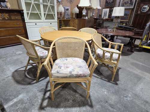 Seven-piece cane dining setting