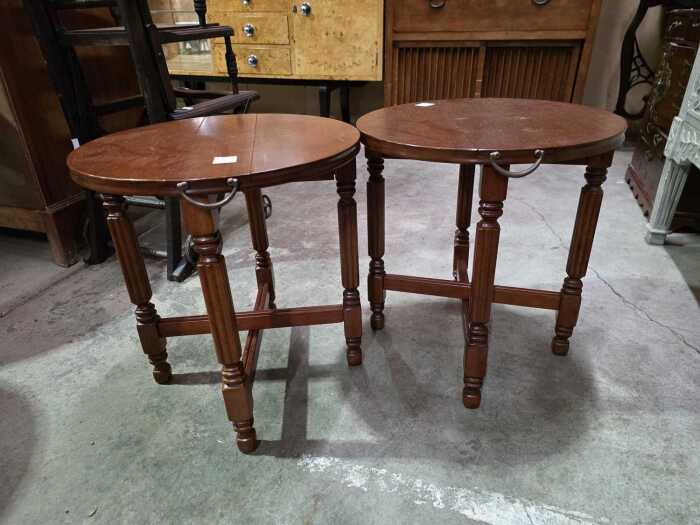 Pair of foldable timber side tables