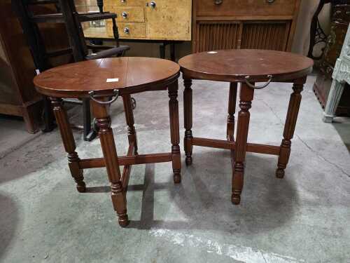 Pair of foldable timber side tables