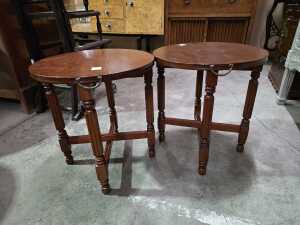 Pair of foldable timber side tables