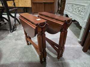 Pair of foldable timber side tables - 2