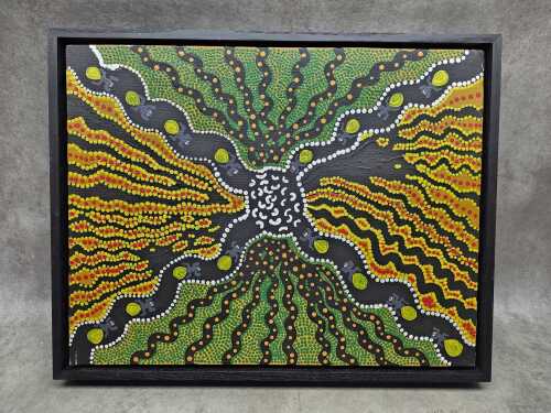 Rebecca Wheeler (Pitjantjatjara), Indigenous Australian acrylic painting on canvas