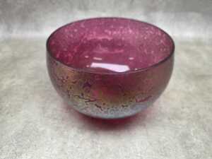 Pair of 1980s Royal Brierley art glass gold glazed sphere vases - 4