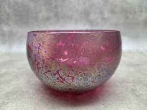 Pair of 1980s Royal Brierley art glass gold glazed sphere vases - 5