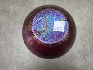 Pair of 1980s Royal Brierley art glass gold glazed sphere vases - 6