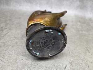 Cast metal sculpture of Buddha hand holding a lotus flower - 4
