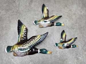 Three ceramic flying mallard duck wall plaques - 2