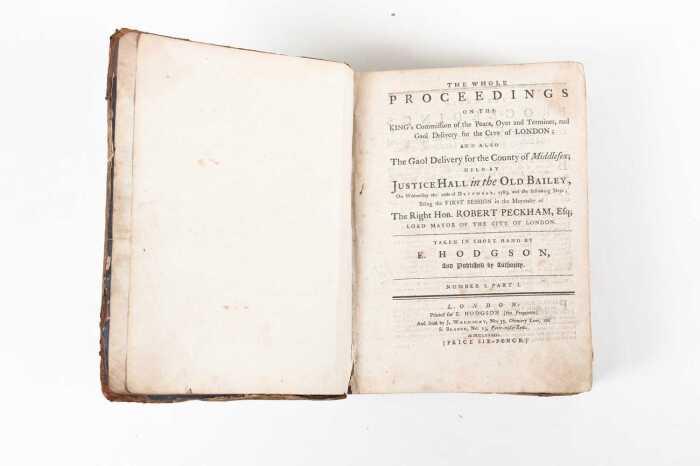 Calfbound 'The Whole Proceedings on the King's Commission of the Peace... Held at Justice Hall in the Old Bailey', 1782