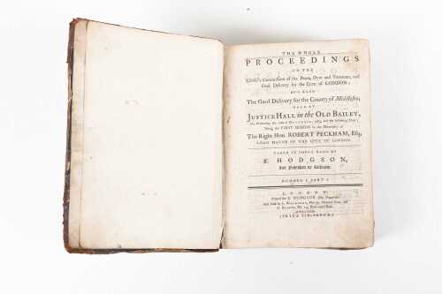 Calfbound 'The Whole Proceedings on the King's Commission of the Peace... Held at Justice Hall in the Old Bailey', 1782