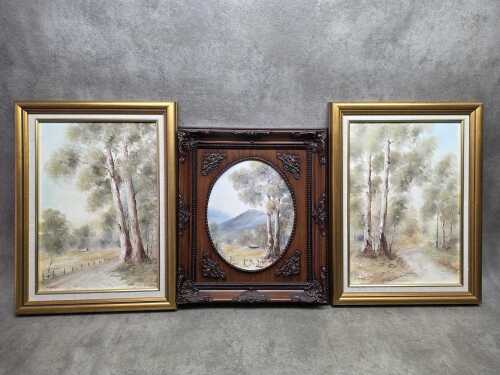 Three Australian landscape paintings by Helen Beasy (working 20th century)
