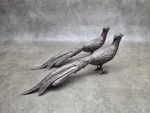 Two pairs of cast metal pheasant figures - 3