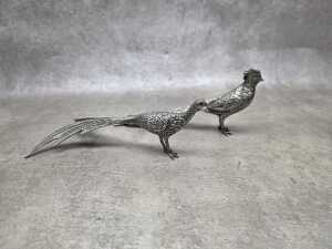 Two pairs of cast metal pheasant figures - 4