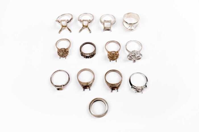 A collection of rings in sterling silver