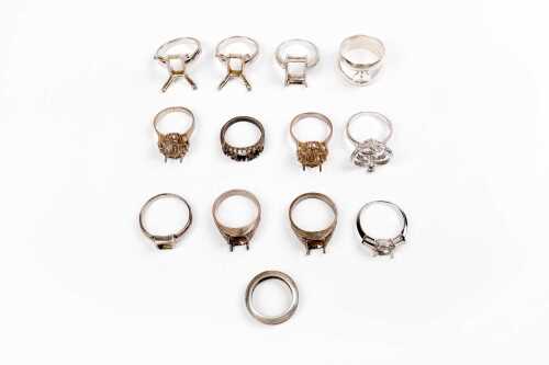 A collection of rings in sterling silver