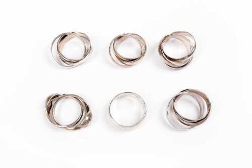 A collection of rings in sterling silver
