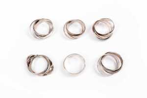 A collection of rings in sterling silver
