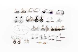 A collection of earrings in sterling silver