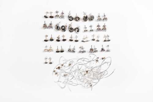 A collection of earrings in sterling silver