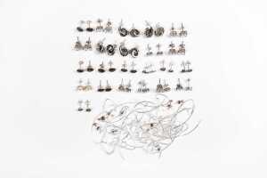 A collection of earrings in sterling silver