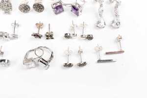 A collection of earrings in sterling silver - 5