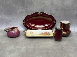 Ceramics, including Remued gumleaf jug