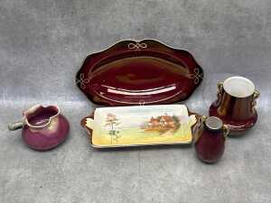 Ceramics, including Remued gumleaf jug - 2