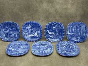 Seven R&ouml;rstrand Sweden blue and white porcelain cabinet plates - 2