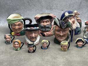 Royal Doulton porcelain character jugs, including miniature Charles Dickens characters - 2
