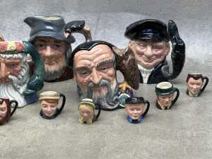 Royal Doulton porcelain character jugs, including miniature Charles Dickens characters - 3
