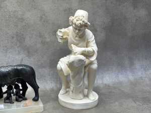 Three Classical reproduction figures including metal and onyx Romulus and Remus and 2x resin figures - 3
