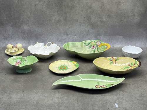 Foliate form porcelain, mostly Carlton Ware