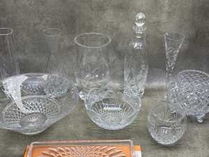 Crystal vases, bowls and plates, including the Stuart centrepiece bowl, - 2