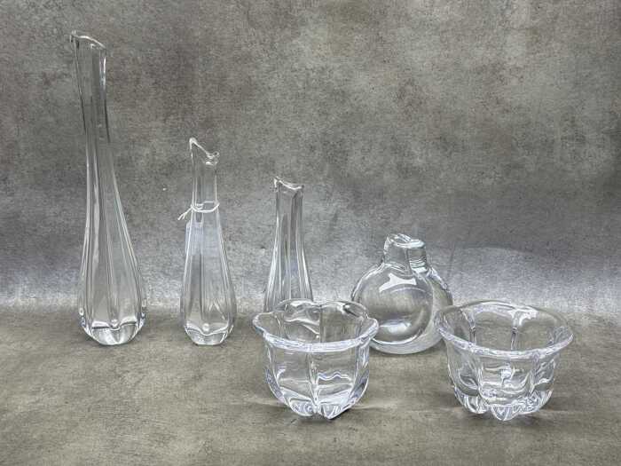 Six Kosta Boda and Orrefors crystal vases