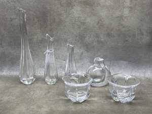Six Kosta Boda and Orrefors crystal vases