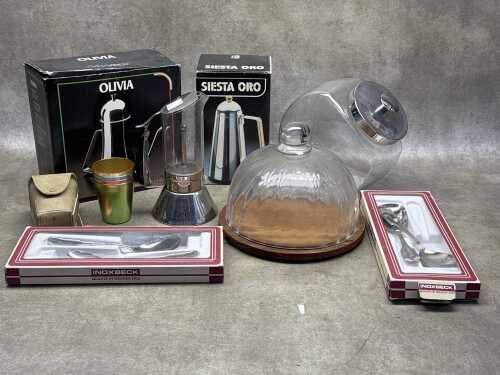 Group of homewares including Siesta Oro espresso maker