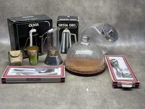 Group of homewares including Siesta Oro espresso maker