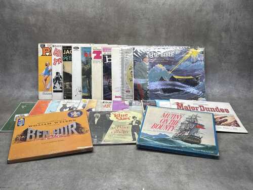 Soundtrack vinyl records, including Ben-Hur, Mutiny on the Bounty