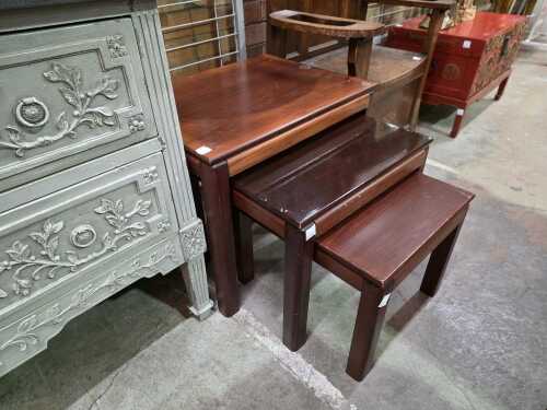 Nest of three timber tables