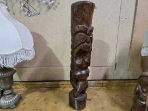 Three timber Oceanic carved figures - 4