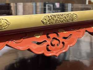 Oriental black lacquered, orange and gold tea table - 4