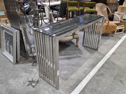 The One modern stainless steel slatted console table