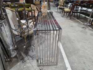The One modern stainless steel slatted console table - 2
