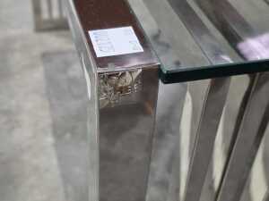 The One modern stainless steel slatted console table - 3