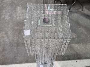Glass side table with tiered crystal pendants - 2