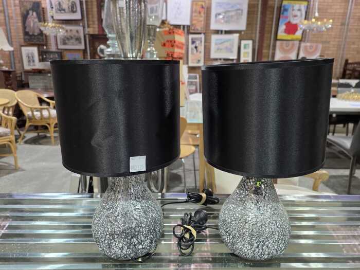 Pair of mosaic mirror encrusted table lamps