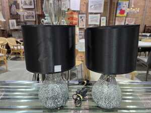 Pair of mosaic mirror encrusted table lamps