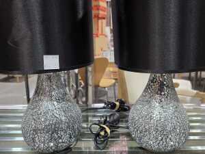 Pair of mosaic mirror encrusted table lamps - 2