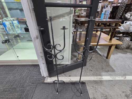 Pair of wrought iron floor candelabra