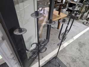 Pair of wrought iron floor candelabra - 4