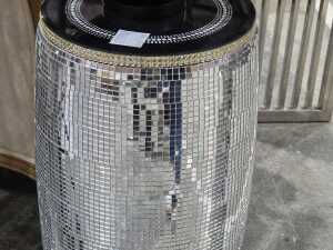 Mirror-encrusted pedestal with cosmic resin orb - 3
